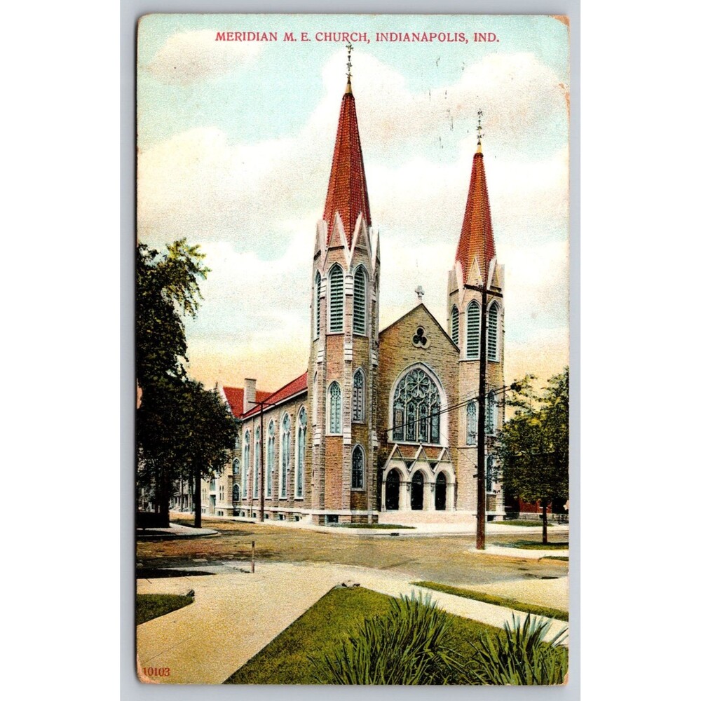 1909 Meridian M.E. Church Indianapolis Indiana Vintage Postcard Bosselman DB
